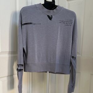 Fabletics Frankie Gray Graphic Pullover Sweatshirt Semi Cropped in Size XL